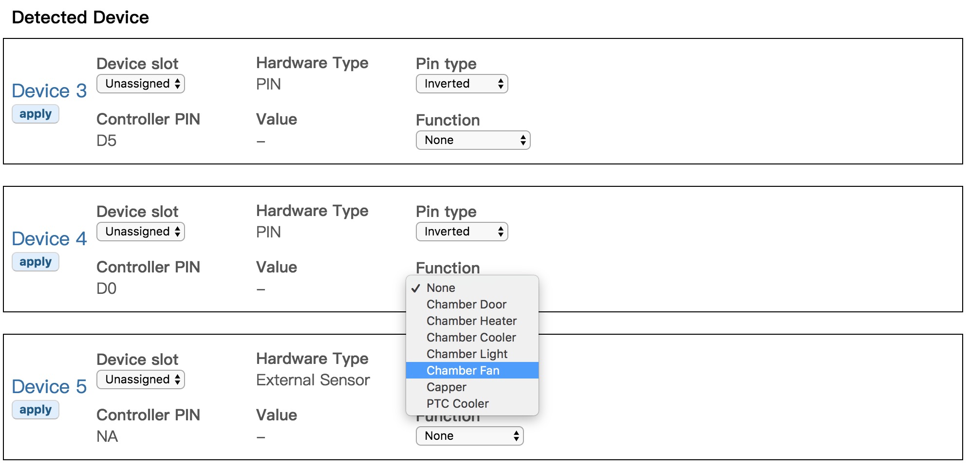Pin assignment for capping
